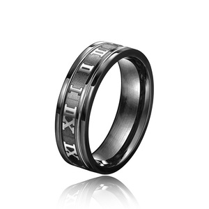 Anillo de boda de tungsteno DJ073 para hombre, diseño liso con letras, 8 mm de ancho, anillo de moda, opciones de color negro, dorado y plateado - Product Image 2