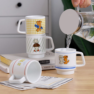 Mug en céramique empilable blanc personnalisé, pour la maison, le bureau, mug à café vintage - Product Image 2