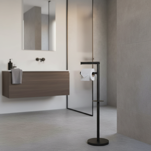 Porte-papier toilette MSV en acier inoxydable noir mat, 15 x 60 x 15 cm - Product Image 3