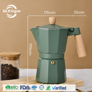 Cafetera Espresso <span class=keywords><strong>Moka</strong></span> Portátil Kingze con Logotipo Personalizado, Estilo Italiano, Aleación de Aluminio, Disponible en Tamaños de 150 ml, 300 ml, 450 ml y 600 ml - Product Image 1