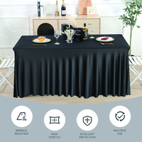 Promotion en gros BASSE quantité minimale de commande impression par sublimation polyester personnalisé couleur unie élégante jupe de table de banquet plissée