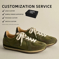 Sneakers rétro en daim respirant avec empeigne en toile, baskets de jogging vintage, chaussures de sport décontractées polyvalentes pour hommes et femmes