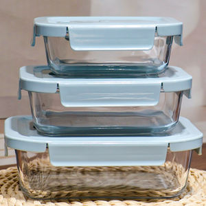 Forno De Microondas De Alta Temperatura Alta Borosilicato Cozinha Casa Hermético Food Bowl Set Student <span class=keywords><strong>Glass</strong></span> Lunch Box - Product Image 1