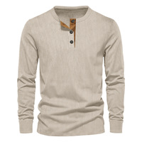 Nouvelle Collection 2026 – Chemise Henley Homme Manches Longues en Velours Côtelé Boutonnée Coupe Slim – Haut Décontracté et Polyvalent