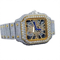Montre de luxe pour homme à quartz, boîtier carré en alliage d'acier inoxydable, verre saphir, chiffres romains analogiques, moissanite, date automatique, 10 bars