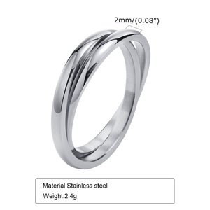 Three Interlocking Circle Titanium Steel <b>Ring</b> For Women <b>Plain</b> Smooth 3 Colors Gold Silver Black Minimal Stackable Fashion <b>Rings</b> - Product Image 4