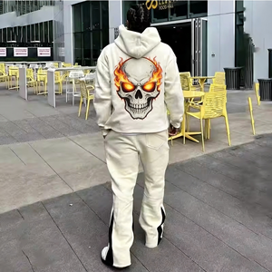 Streetwear surdimensionné personnalisé vintage Sweat à capuche bouffant brodé en polaire éponge française avec DTG Graphic Cropped Hoodie Style français - Product Image 2