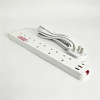 Stop Kontak Anjehold Grosir Pabrik UK Plug Safety Shutter 5 Outlet 2 USB 1 Type-C untuk Rumah dan Kantor