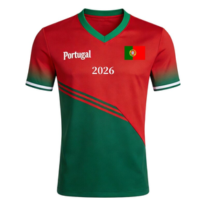 Maglietta Portogallo 2026 Rossa e Verde, Maglia da Calcio con Bandiera Nazionale Portoghese per Tifosi - Product Image 1