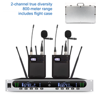 Système de microphone sans fil BHA X26 à 2 canaux True Diversity avec flight case en aluminium et support de montage sur rack pour scène, karaoké et conférence