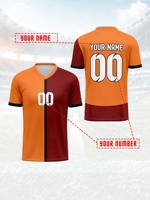 Maillot de football personnalisé OEM ODM d'usine, col en V, orange et rouge, avec logo d'équipe, nom et numéro, séchage rapide, uniforme de football