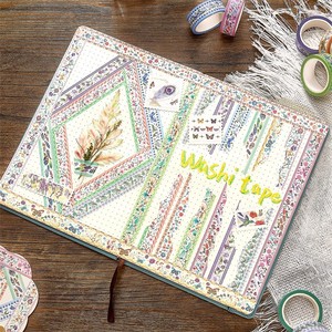 Ruban Washi Brodé pour le Commerce International, 5m, 10 Rouleaux, Motifs Floraux et Animaux Vintage, Autocollants Décoratifs pour Artisanat - Product Image 3