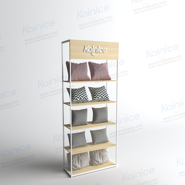Kainice Double-Sided Retail Store Rack Heavy Duty for Durable Metallic Material Gondola Shelving Pillow Display Cabinet Modern