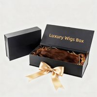 Emballage de perruques de luxe personnalisé imprimé, boîte rigide en carton magnétique avec tissu satiné à l'intérieur