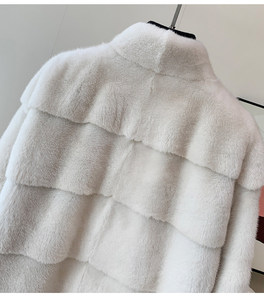 Abrigo de Piel de Visón Natural de Alta Calidad, Abrigo de Invierno para <span class=keywords><strong>Mujer</strong></span> con Cuello Alto - Product Image 6