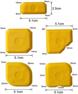 5PCS Professional Blue Yellow Silicone Grout Joint Smoother Scraper Set with Transparent Plastic Box - Product Image 1