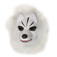 Masque d'animal de carnaval d'Halloween, tête de lapin, loup, lion, tigre avec fourrure synthétique, décoration de cheveux en peluche, boule