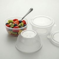 Bols en plastique jetables écologiques de qualité alimentaire résistants à la chaleur avec couvercle pour salade, ramen et événements festifs