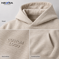 Sweat-shirts et pulls texturés à marque privée pour hommes, avec épaules tombantes, poche kangourou, décontractés, coupe oversize, logo personnalisé, vente en gros