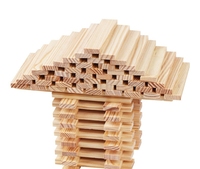 Natural Pine Wood Strips Building Blocks Smooth Sanded Wooden Planks Unpainted Stacking Educational Toy for Kids DIY Craft