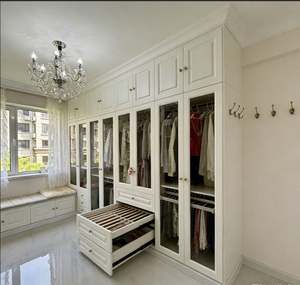 Custom Solid Wood Wardrobe for Bedroom With Sliding Doors Mirror Panels Hanging Rails and <b>Drawer</b> Units Large Capacity Storage - Product Image 4