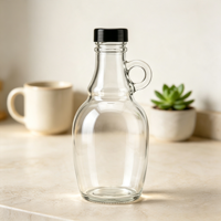 Bouteille en verre transparente réutilisable de 500 ml avec poignée, bouchon à vis en plastique avec joint pour l'embouteillage de vin de fruits et d'alcool maison