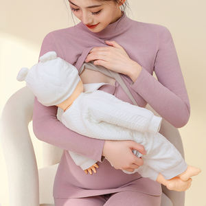 Pyjama d'allaitement grande taille automne hiver épais <span class=keywords><strong>sous</strong></span>-vêtement thermique Homer de maternité <span class=keywords><strong>ensemble</strong></span> pour vêtements de nuit de <span class=keywords><strong>grossesse</strong></span> - Product Image 2