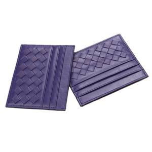 <span class=keywords><strong>Portefeuille</strong></span> fin de luxe pour femme en cuir véritable, porte-cartes en peau d'agneau tressée, porte-cartes de mode pour femme - Product Image 5