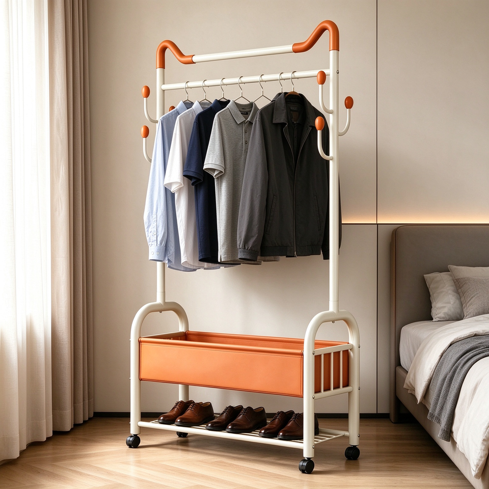 Steel Waredrop Modern Movable Coat Rack Adjustable Height Carbon Steel Rolling Garment ...