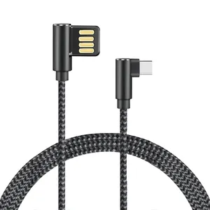 USB A To Type C Cable Can be inserted Positive and Negative USB C 90 Degree Cable