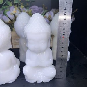 Vente en gros de statues de Bouddha bébé en jade blanc naturel, pierres précieuses semi-polies, artisanat en cristal de Bouddha pour la guérison et la méditation - Product Image 4