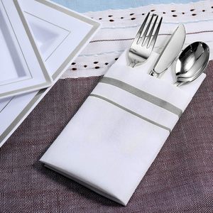 Leinen-Textur Luftdurchlässige 1-lagige Servietten aus Frischholzfasern im Beutel, 4-fach gefaltet, Siebdruck, robust, weich, kein Papierschrott, 100 Stück - Product Image 6