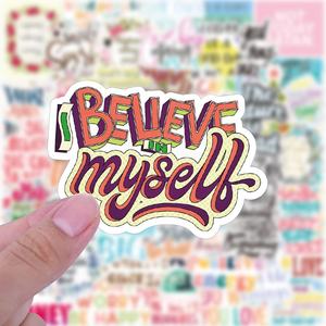 50 pegatinas de dibujos animados motivacionales personalizadas para monopatín de ordenador portátil, pegatinas positivas de vinilo para adolescentes, pegatinas inspiradoras de PVC impermeables - Product Image 2