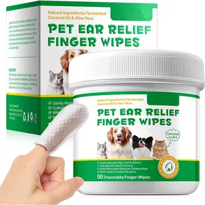 Özel Logo Aloe Vera organik tek kullanımlık Pet kulak rölyef parmak mendil köpekler kediler için