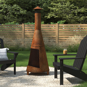 Brasero extérieur moderne en fer avec rangement pour bois, design écologique autoportant pour chauffage extérieur - Product Image 5