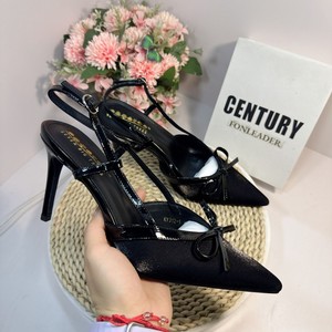 2025 New High Heels Women Weddings Bridal Shoes Bow Decoration Fashion Shallow Pointed Toe Elegant Slingbacks Ladies <b>Pumps</b> - Product Image 2
