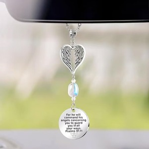 Thiên Thần Xe Trang Trí Kim Loại Thân Thiện Với Môi Gương Chiếu Hậu Mặt Dây Chuyền Trái Tim Letterpress In Người Giám Hộ Thiên Thần Khuyến Mại Dây Buộc - Product Image 4