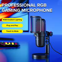 Microfono a Condensatore da Studio con Cavo per Registrazione, Trasmissioni, YouTube, Live Stream e Gaming con RGB e USB