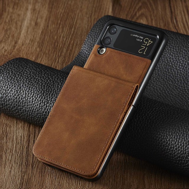Vintage Card Holder Flip8 PU Leather Phone Case Wallet Protective Cover for Samsung Z Flip5 Z Flip6 Z Flip7 Z Flip8