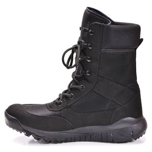 Stivali tattici alti da uomo leggeri estivi da uomo con chiusura stringata in Mesh traspirante da cavaliere nera con suola in gomma - Product Image 1