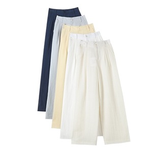 Nuovi <span class=keywords><strong>Pantaloni</strong></span> Estivi da <span class=keywords><strong>Donna</strong></span> in <span class=keywords><strong>Lino</strong></span>, Stile Vintage, Vestibilità Ampia, Vita Alta, Gamba Larga, Casual, in Seta Ghiaccio, Dritti, Lunghi fino al Pavimento - Product Image 5