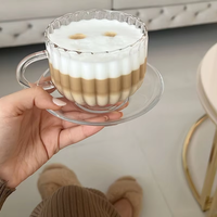 Lot de tasses à café en verre borosilicate haut de gamme, motif martelé dépoli, avec poignée, grande capacité, isothermes et anti-fuite, pour la vente en gros