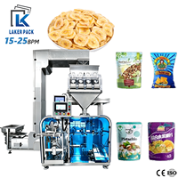 Máquina Automática de Empaquetado de Bolsas Preformadas con Cierre de 4 Estaciones para Frutas Deshidratadas, Chips de Manzana y Nueces