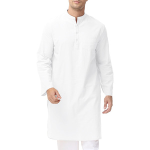 XiuSheng alta calidad hombres árabes musulmanes Algodón puro Thobe Thawb caftán <span class=keywords><strong>traje</strong></span> ropa islámica hombres saudíes Thobe con botones - Product Image 6
