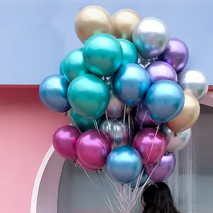 Latex métallique livraison gratuite les ballons hélium ballons de fête 12in 50pcs couleur assortie métallique 12 pouces métal chromé
