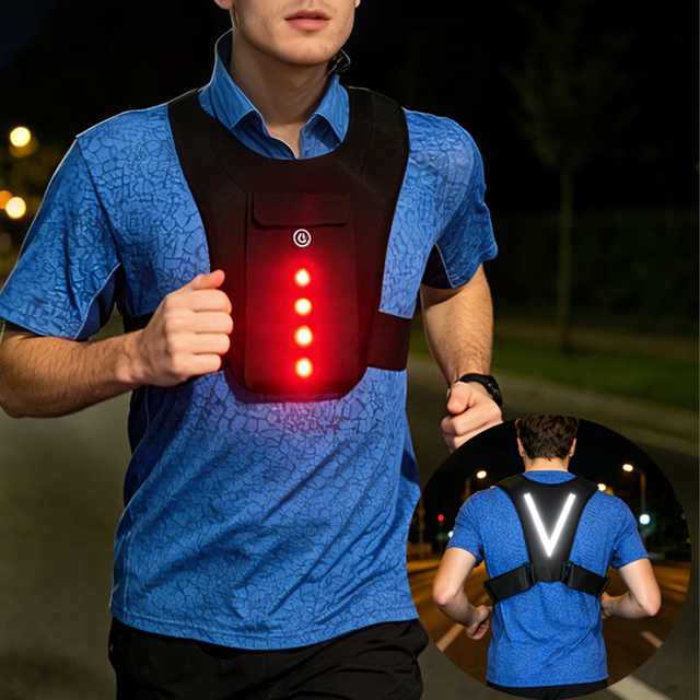 Reflective Led Display Wearable Screen Vest Led Vest Screen Custom Led Safety Vest Rechargeable for Running Jogging Cycling
