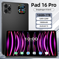 Tablet Android 15 Pad 16 Pro 11 Inci, 16GB 1TB, 5G LTE Dual SIM, Layar 2560X1600, Deca Core, untuk Gaming dan Hiburan