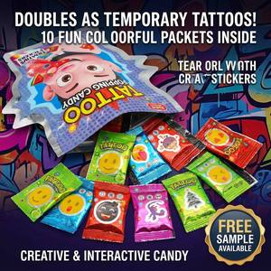 Caramelos Explosivos con Pegatinas de Tatuajes, 10g, Sabor a Frutas, Caramelos Chisperos con Pegatina de Tatuaje Temporal en Paquete Colgante - Product Image 4