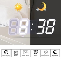 Jam dinding Digital LED besar 3D, tanggal waktu selsius bercahaya jam meja Desktop Jam Alarm dari ruang tamu