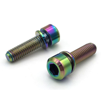 Baut Kepala Runcing dengan Washer untuk Sepeda, Kustomisasi M5/M6 Metrik 5/16, Paduan Titanium Oksida Hitam